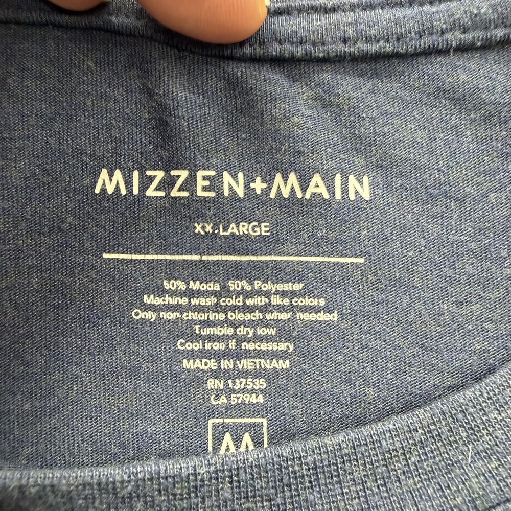 Mizzen+Main Shirt Mens 2XL Blue Modal Polyester Soft Crewneck Tagless Tee - Picture 3 of 8